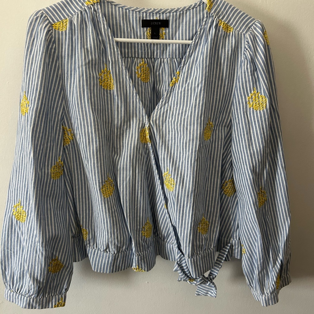 J. Crew Striped Blouse with Yellow Accents